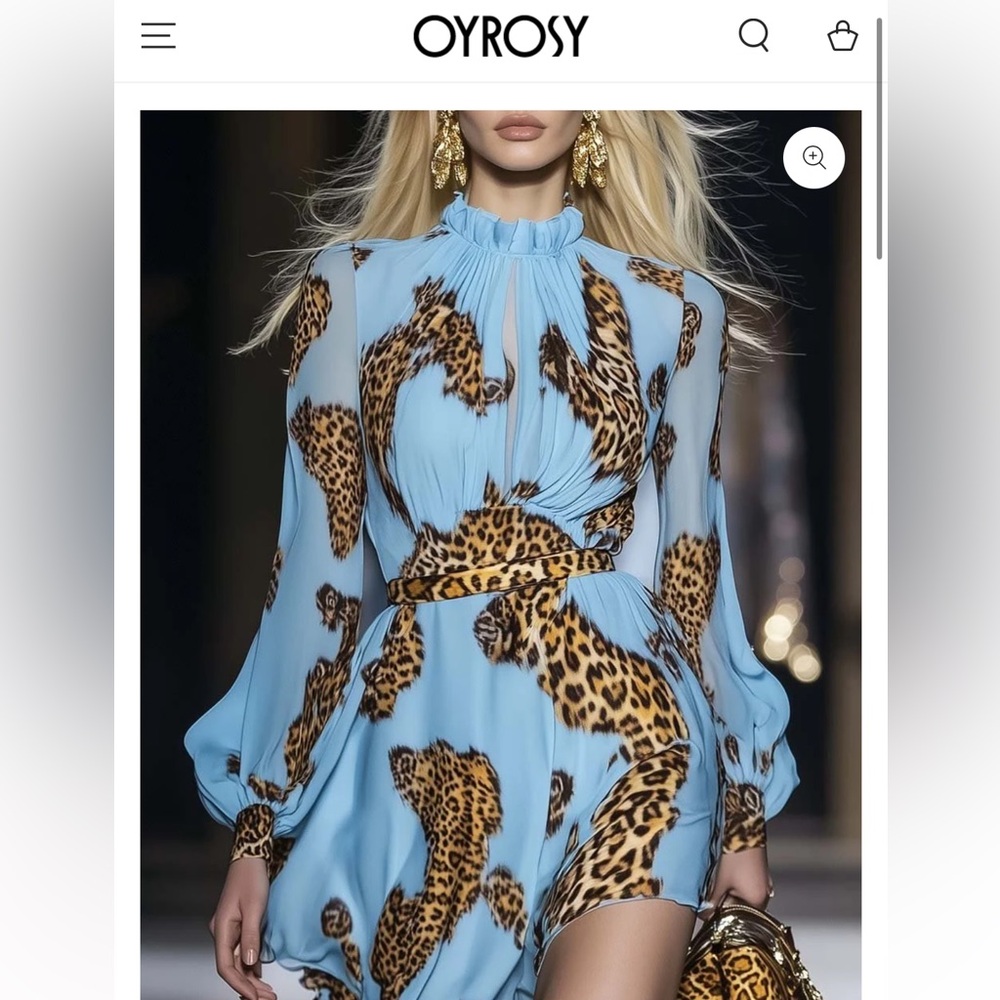 Blue Leopard Print Dress